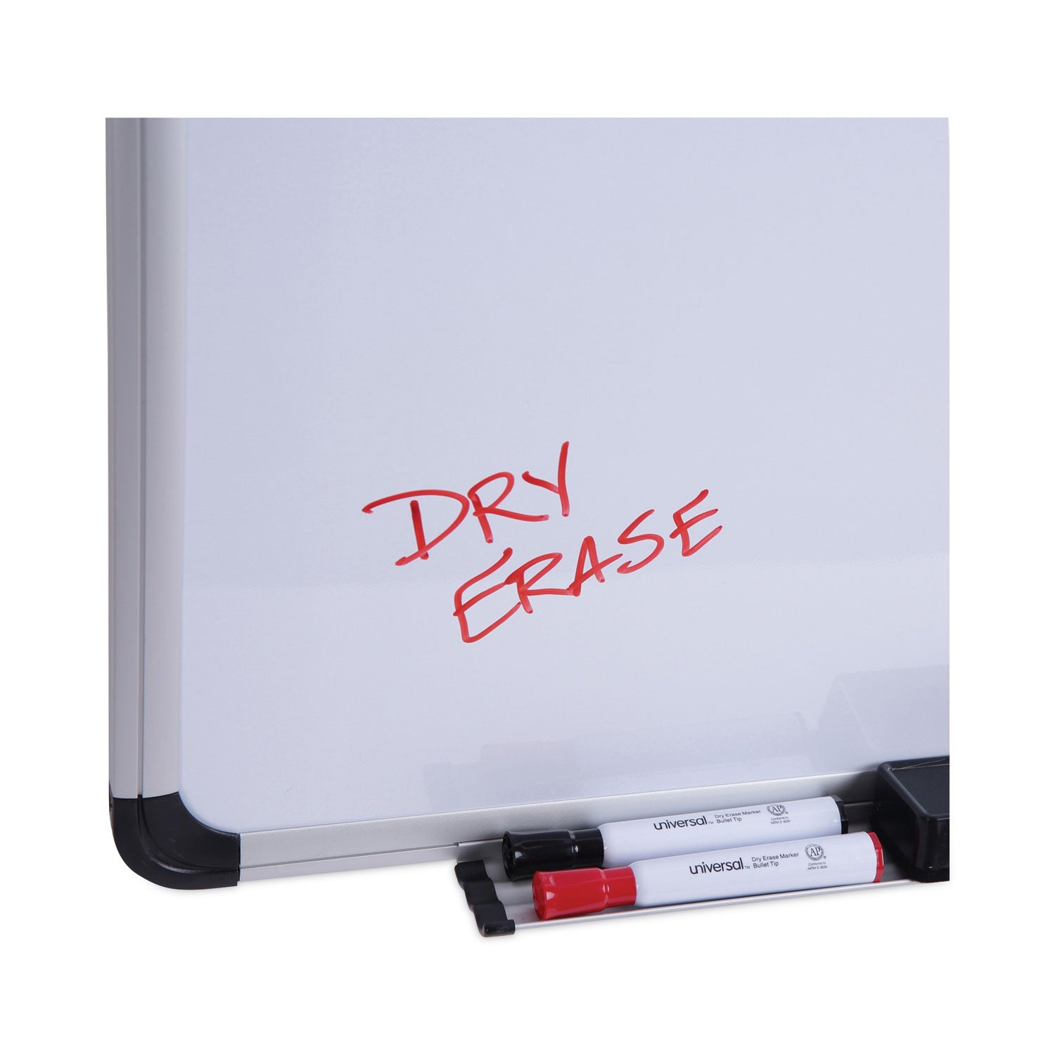 Universal Magnetic Steel Dry Erase Marker Board, 36 x 24, White Surface, Aluminum/Plastic Frame (43733)