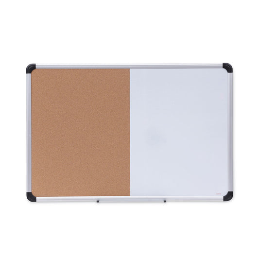 Universal Cork/Dry Erase Board, Melamine, 36 x 24, Tan/White Surface, Gray/Black Aluminum/Plastic Frame (43743)