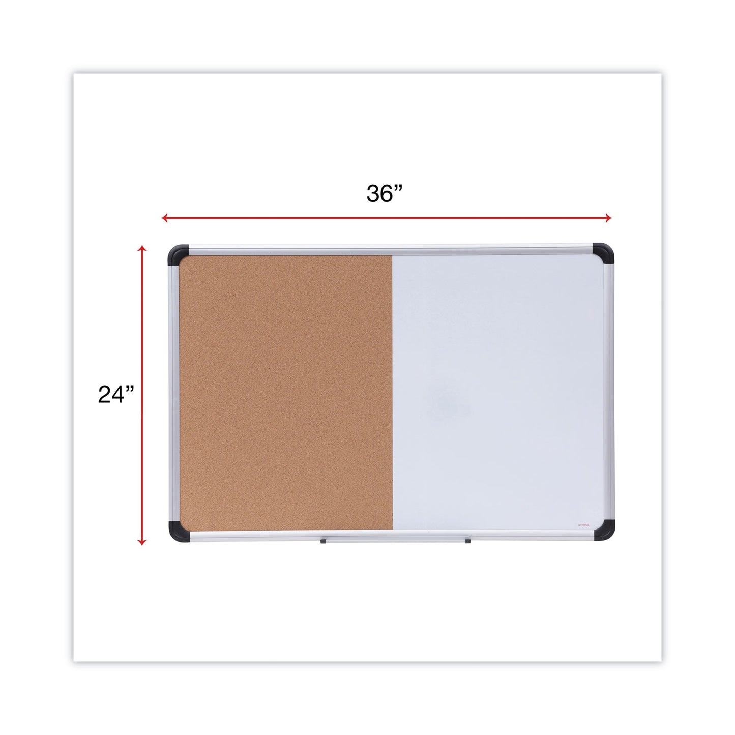 Universal Cork/Dry Erase Board, Melamine, 36 x 24, Tan/White Surface, Gray/Black Aluminum/Plastic Frame (43743)