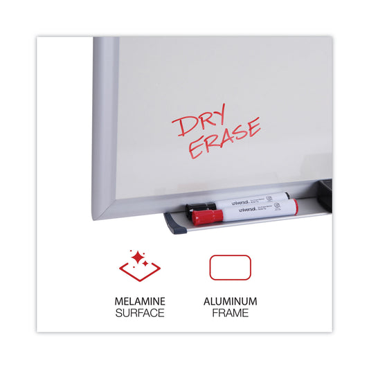 Universal Deluxe Melamine Dry Erase Board, 24 x 18, Melamine White Surface, Silver Aluminum Frame (44618)