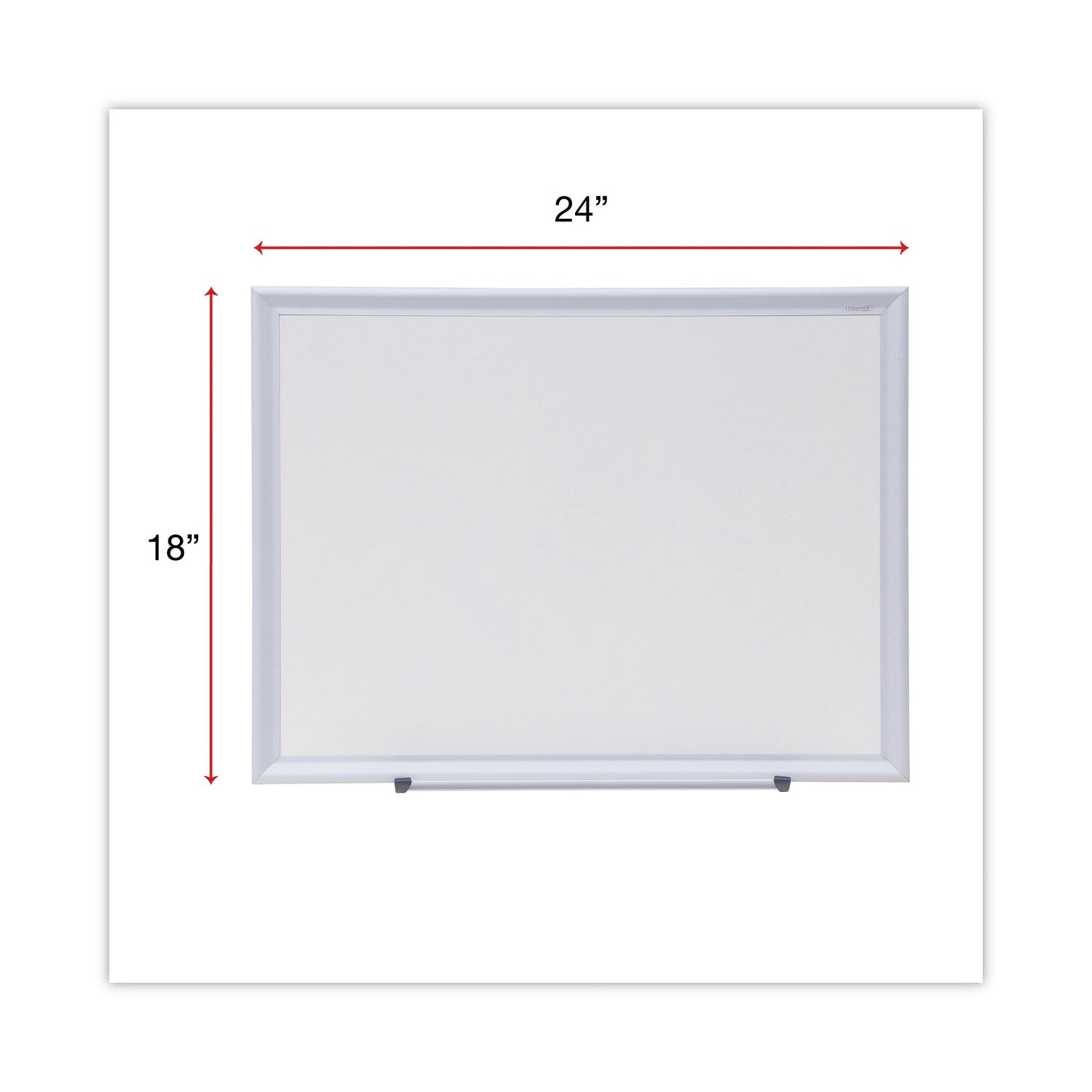 Universal Deluxe Melamine Dry Erase Board, 24 x 18, Melamine White Surface, Silver Aluminum Frame (44618)