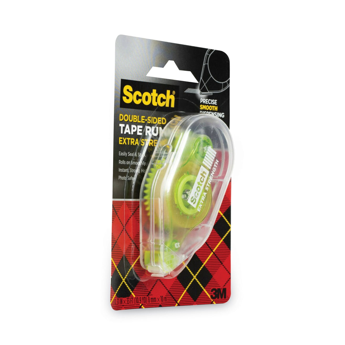 Scotch Extra-Strength Tape Runner, 0.31" x 33 ft, Dries Clear (6055ES)