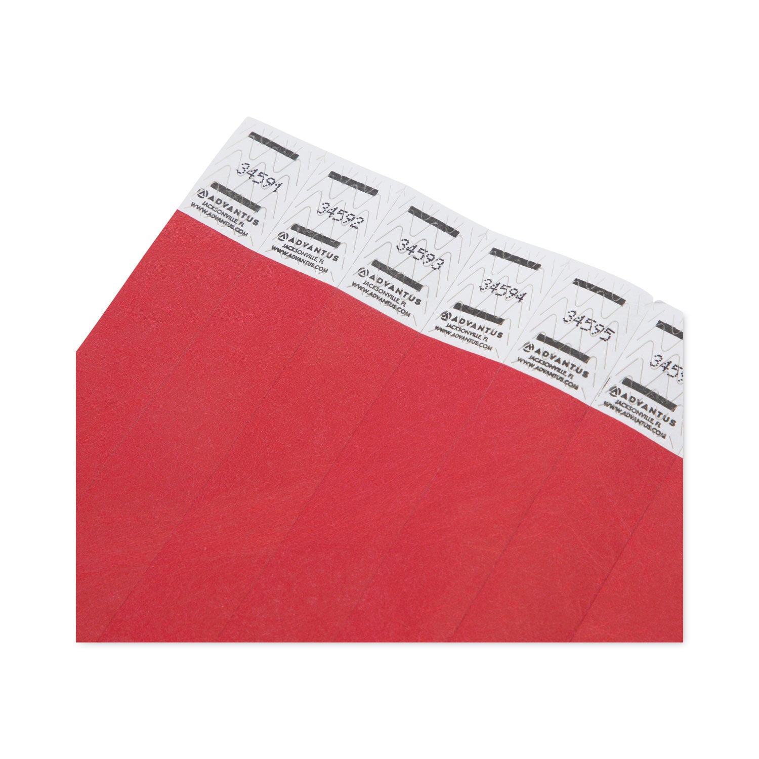 Advantus Crowd Management Wristbands, Sequentially Numbered, 10" x 0.75", Red, 100/Pack (75441)