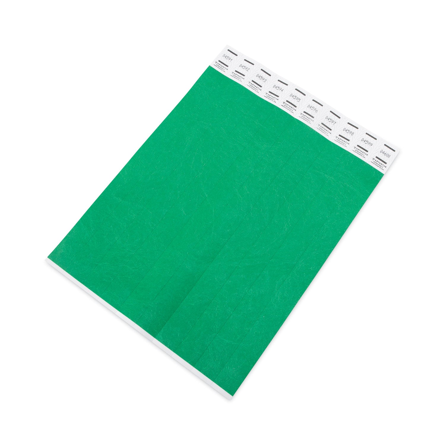 Advantus Crowd Management Wristbands, Sequentially Numbered, 10" x 0.75", Green, 100/Pack (75443)