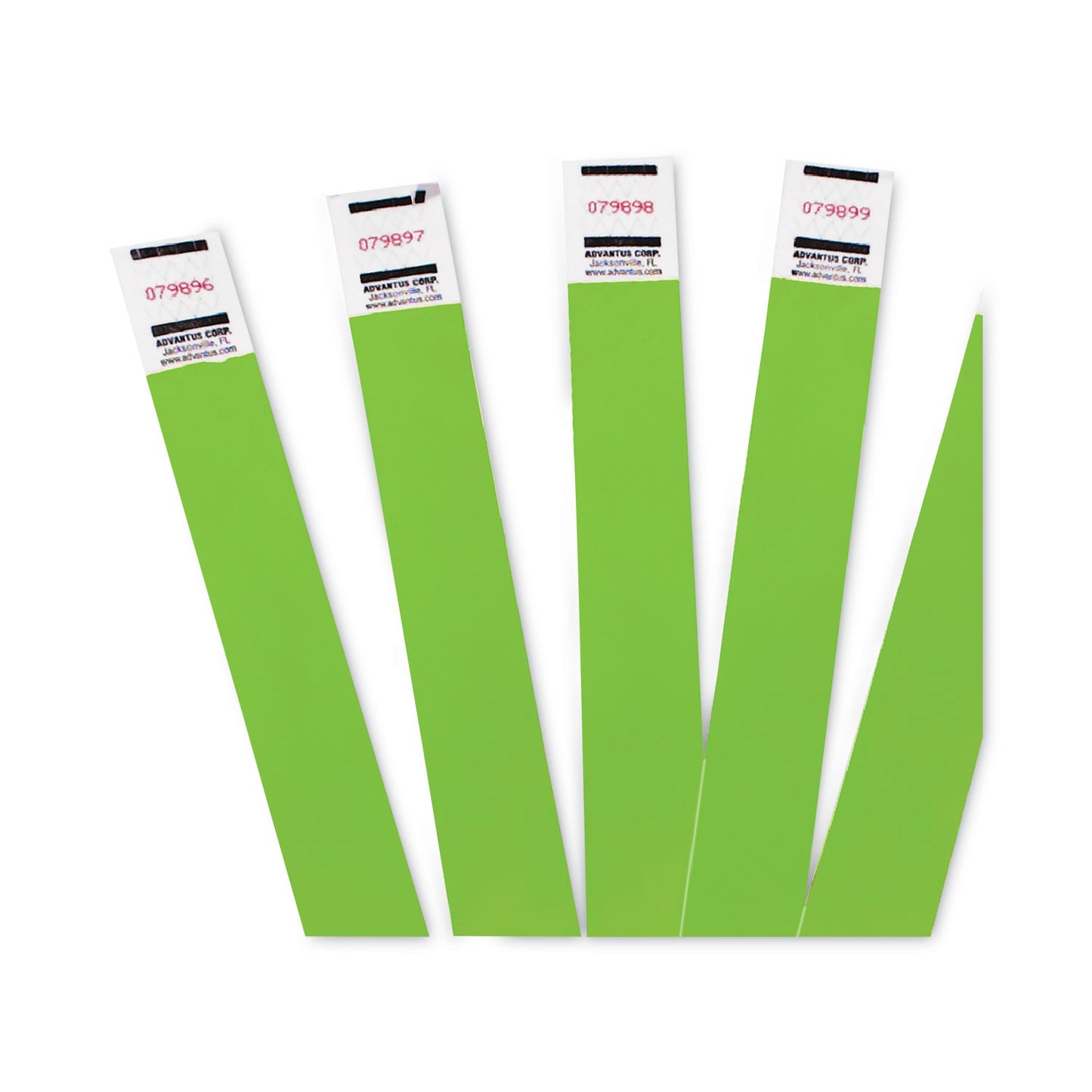 Advantus Crowd Management Wristbands, Sequentially Numbered, 9.75" x 0.75", Neon Green, 500/Pack (91122)