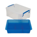 Advantus Super Stacker Divided Storage Box, 6 Sections, 10.38" x 14.25" x 6.5", Clear/Blue (37371)