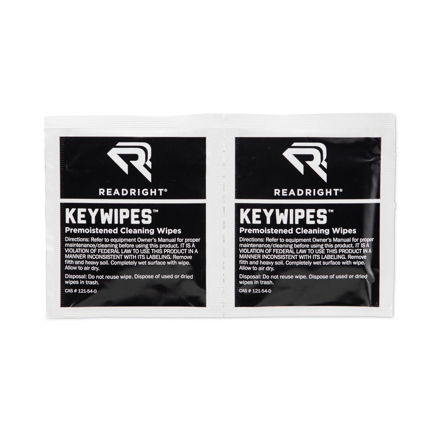 Read Right KeyWipes Keyboard Wet Wipes, 6.88 x 5, Unscented, 18/Box (RR1233)