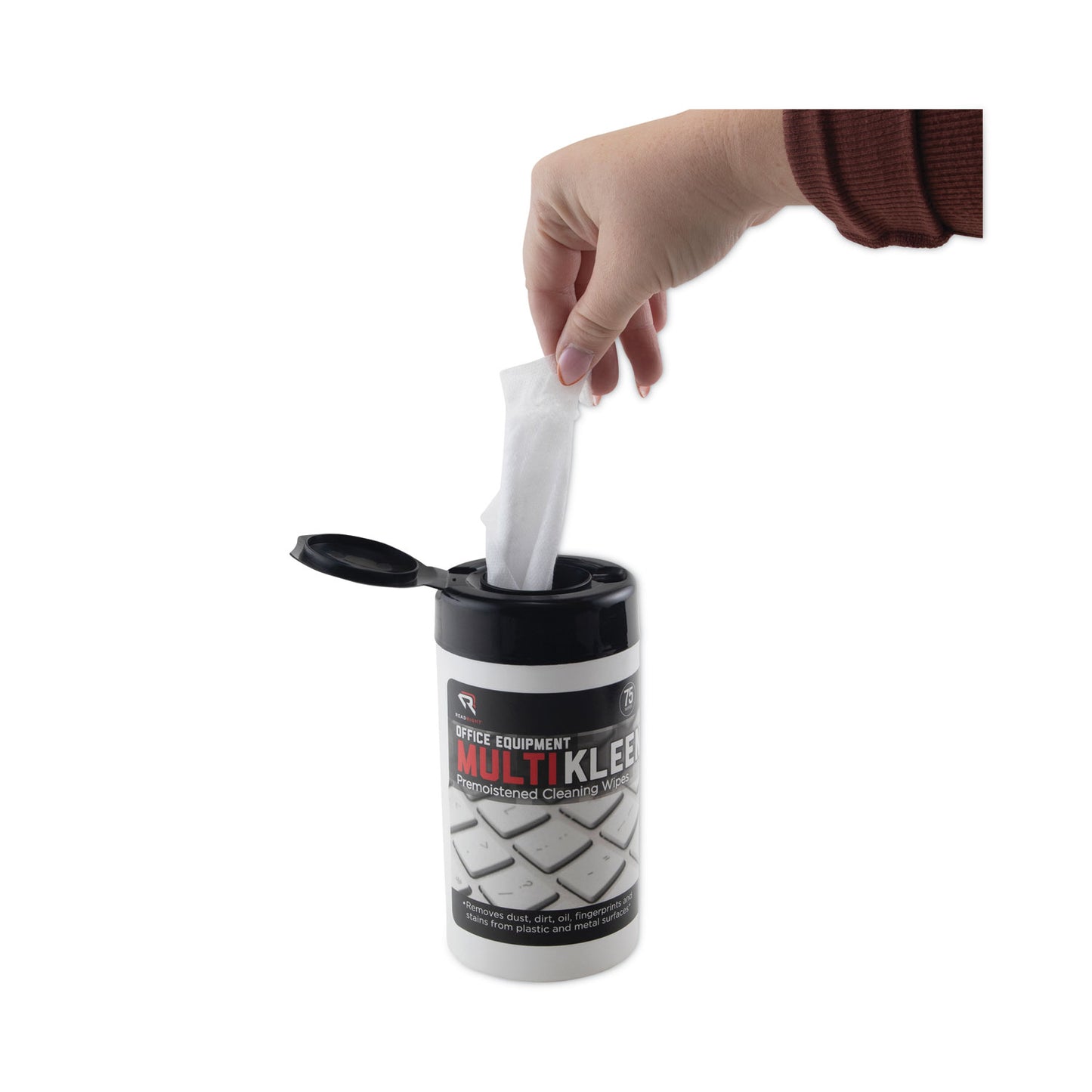 Read Right Office Equipment MultiKleen Wet Wipes, Cloth, 5.44 x 6.38, 75/Tub (RR1407)
