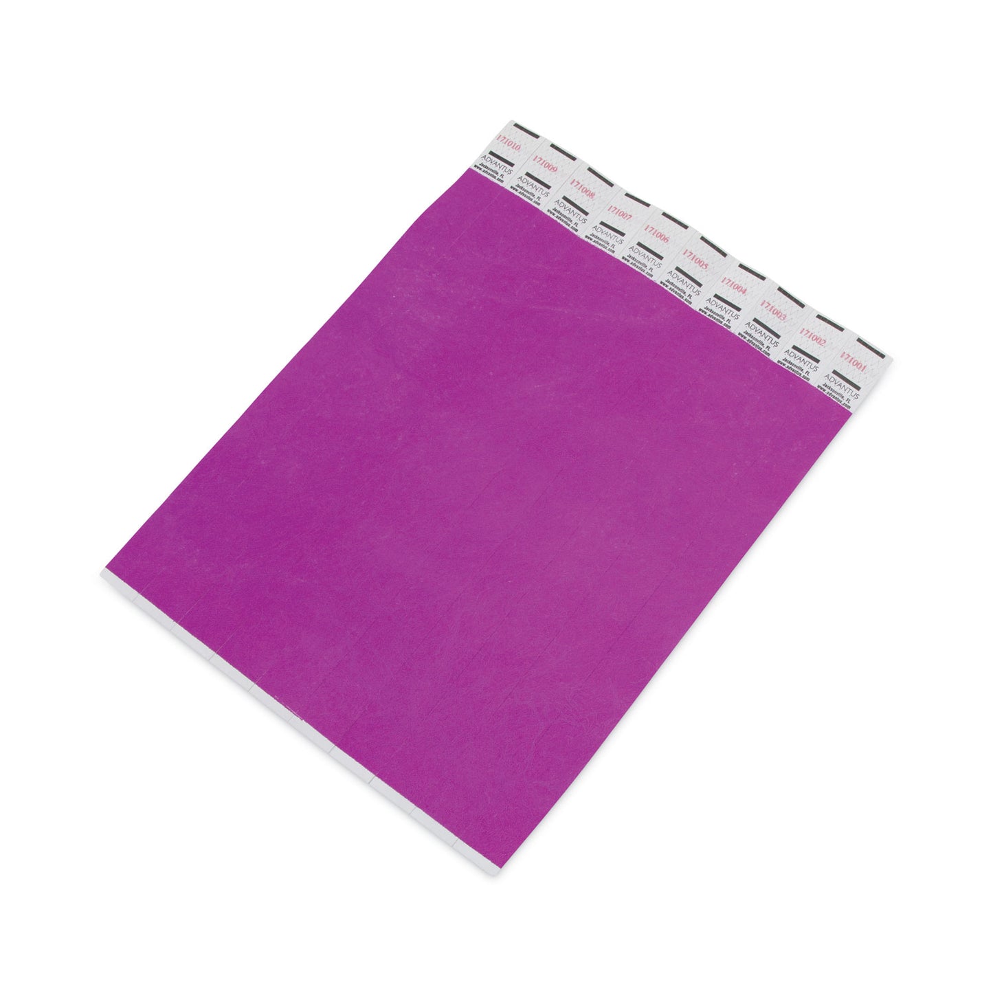 Advantus Crowd Management Wristbands, Sequentially Numbered, 9.75" x 0.75", Purple, 100/Pack (75440)