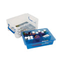 Advantus Super Stacker Divided Storage Box, 6 Sections, 10.38" x 14.25" x 6.5", Clear/Blue (37371)