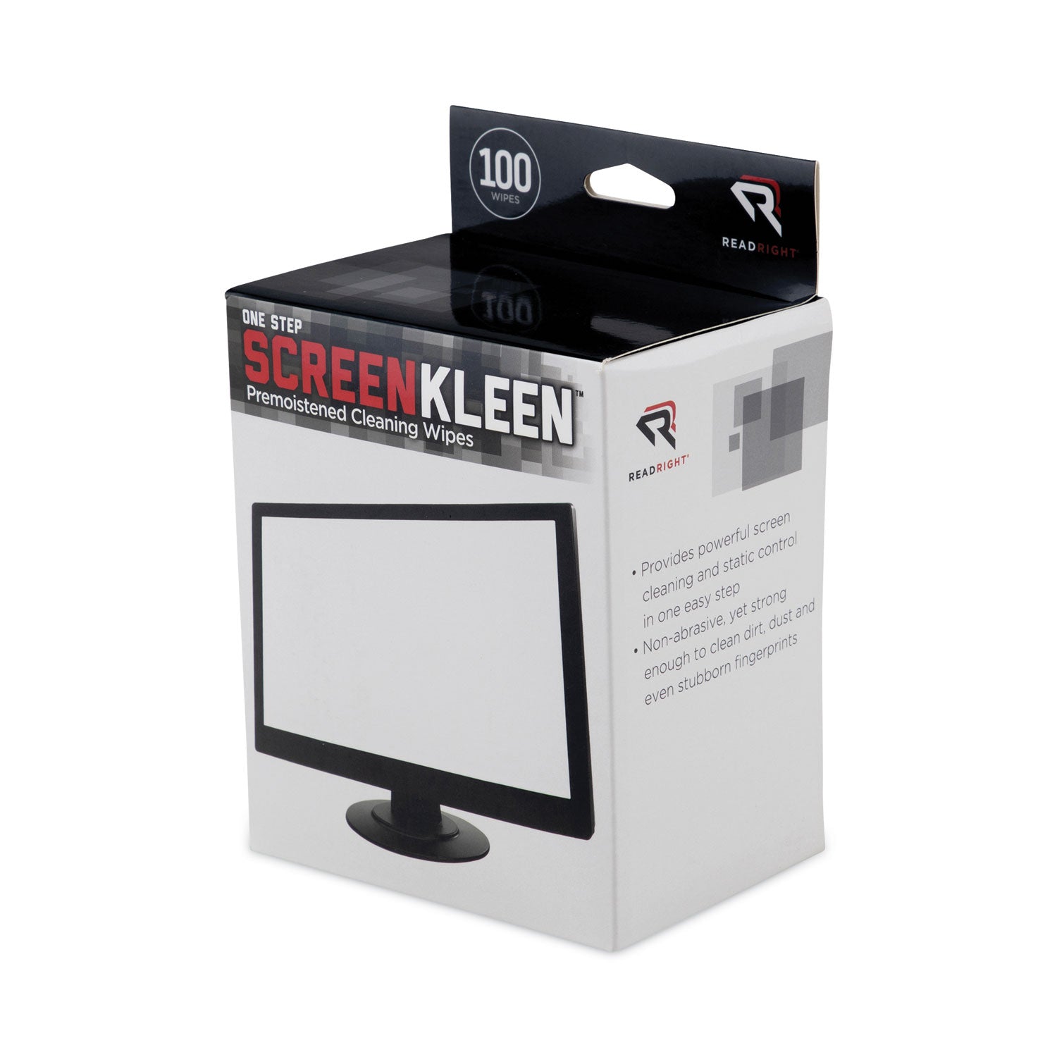 Read Right OneStep CRT Screen Cleaning Pads, Cloth, 5 x 5, Unscented, White, 100/Box (RR1309)