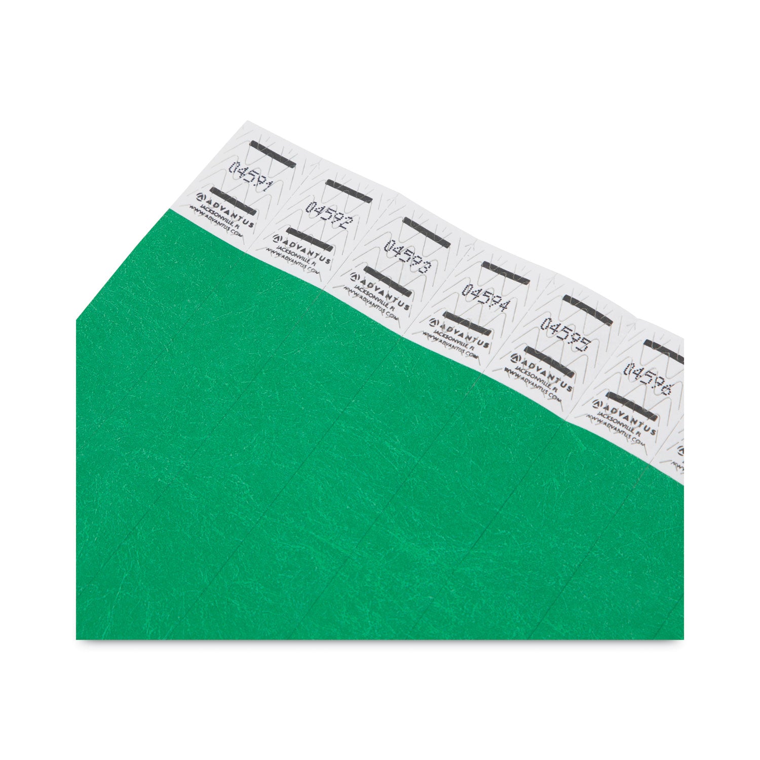 Advantus Crowd Management Wristbands, Sequentially Numbered, 10" x 0.75", Green, 100/Pack (75443)