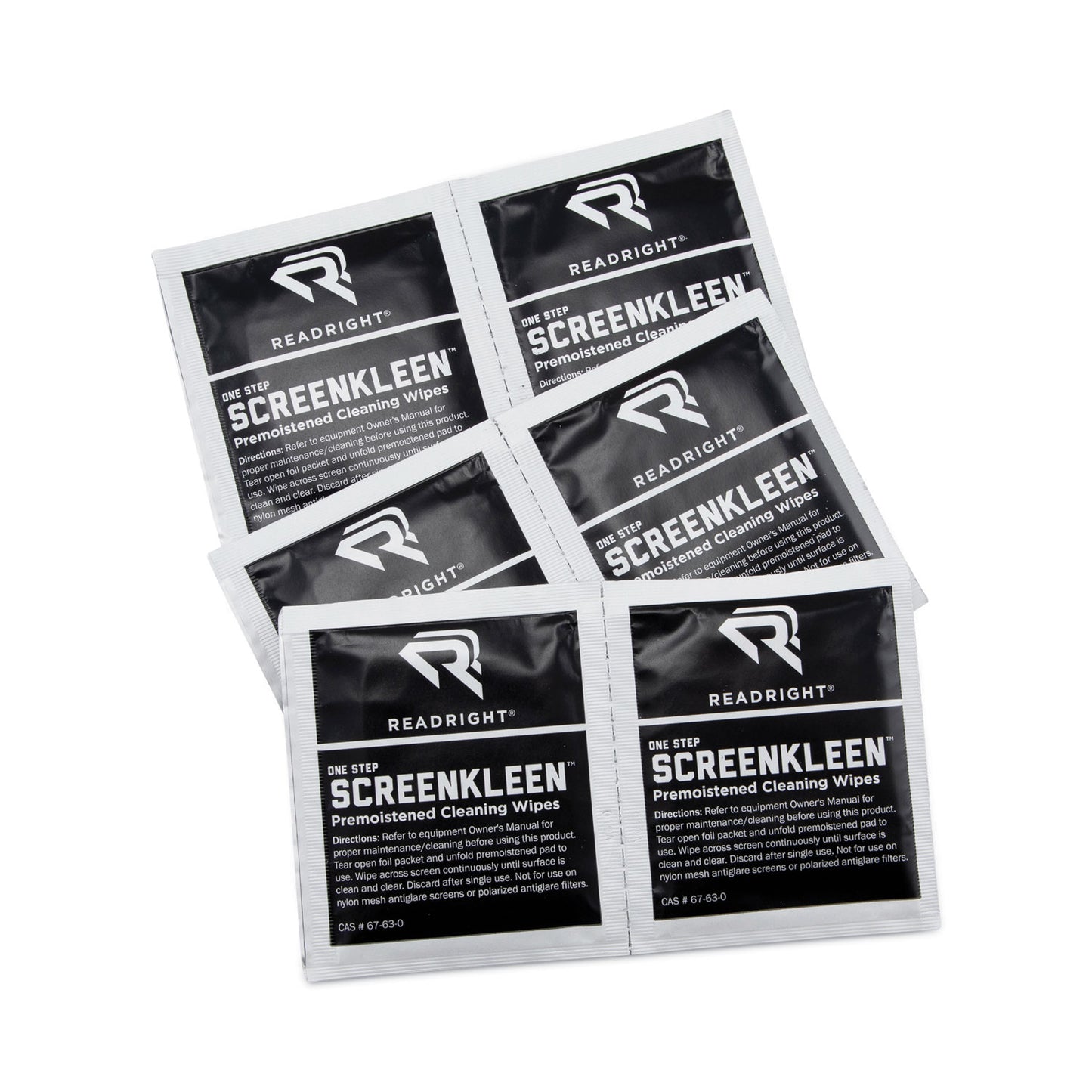 Read Right OneStep CRT Screen Cleaning Pads, Cloth, 5 x 5, Unscented, White, 100/Box (RR1309)