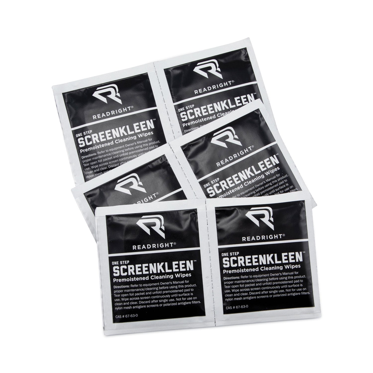 Read Right OneStep CRT Screen Cleaning Pads, Cloth, 5 x 5, Unscented, White, 100/Box (RR1309)