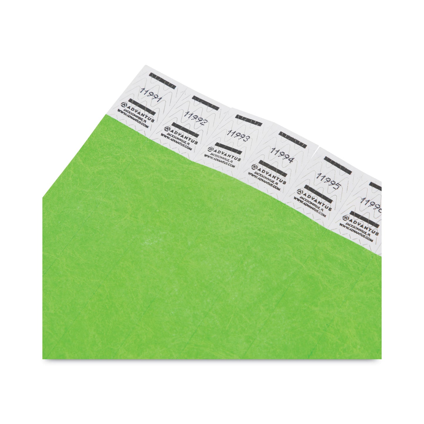 Advantus Crowd Management Wristbands, Sequentially Numbered, 9.75" x 0.75", Neon Green, 500/Pack (91122)