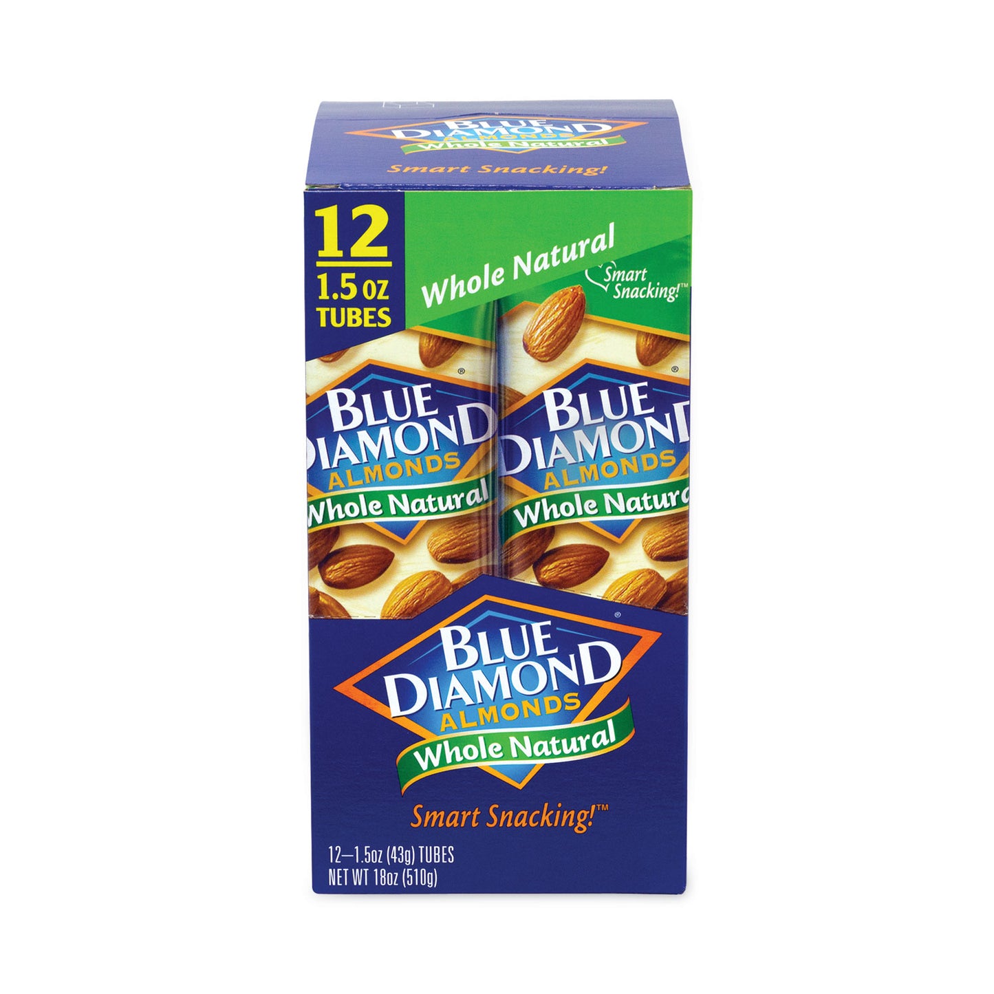 BlueDiamond Whole Natural Almonds, 1.5 oz Bag, 12 Bags/Carton (20902634)