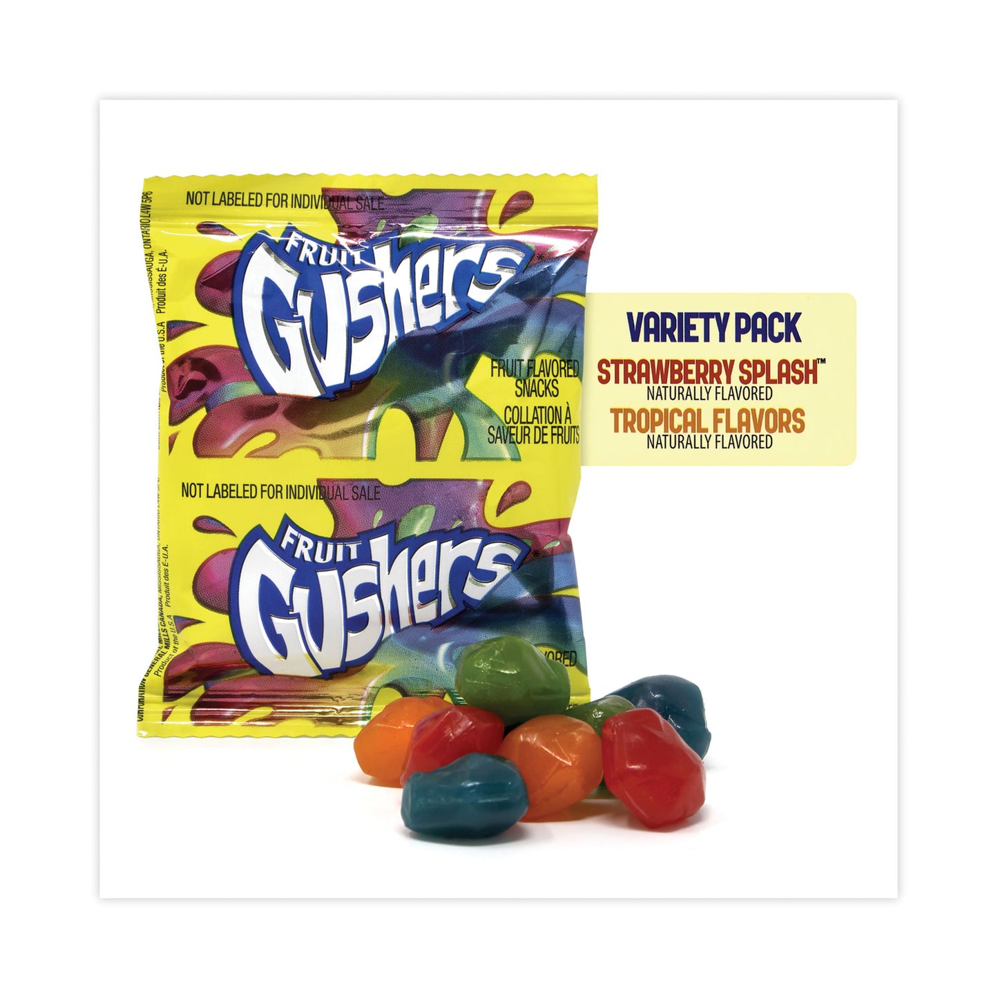 Betty Crocker Fruit Gushers Fruit Snacks, Strawberry and Tropical Fruit Flavors, 0.8 oz, 42 Pouches/Carton (22001036)