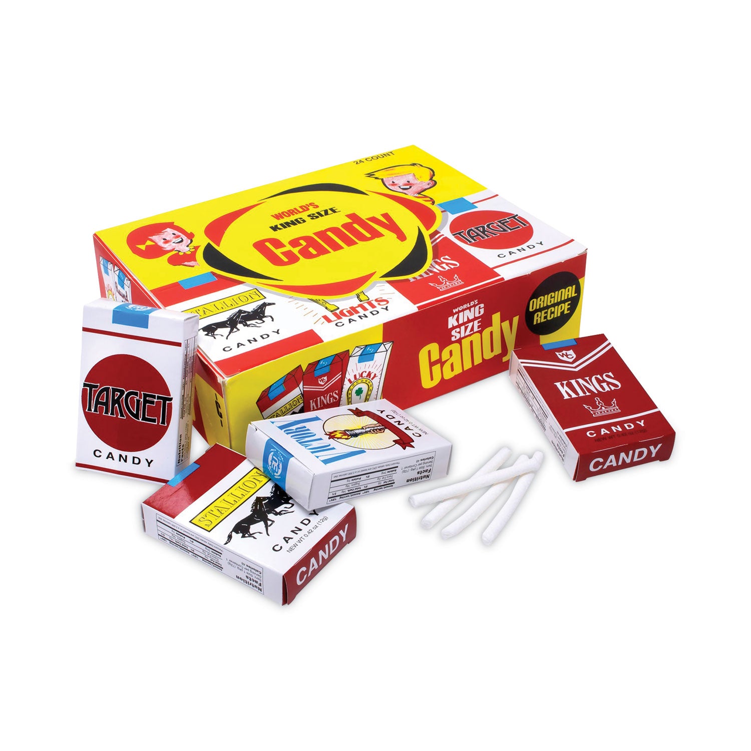 World Confections Candy Cigarettes, 1.3 oz, 24/Pack (20900100)