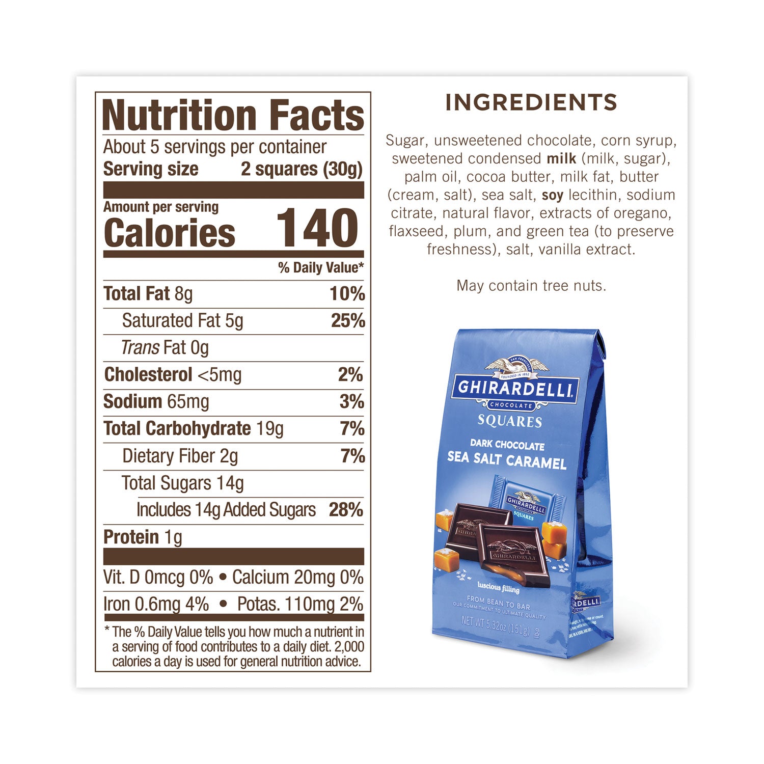 Ghirardelli Dark and Sea Salt Caramel Chocolate Squares, 5.32 oz Packs, 3 Count (30001023)