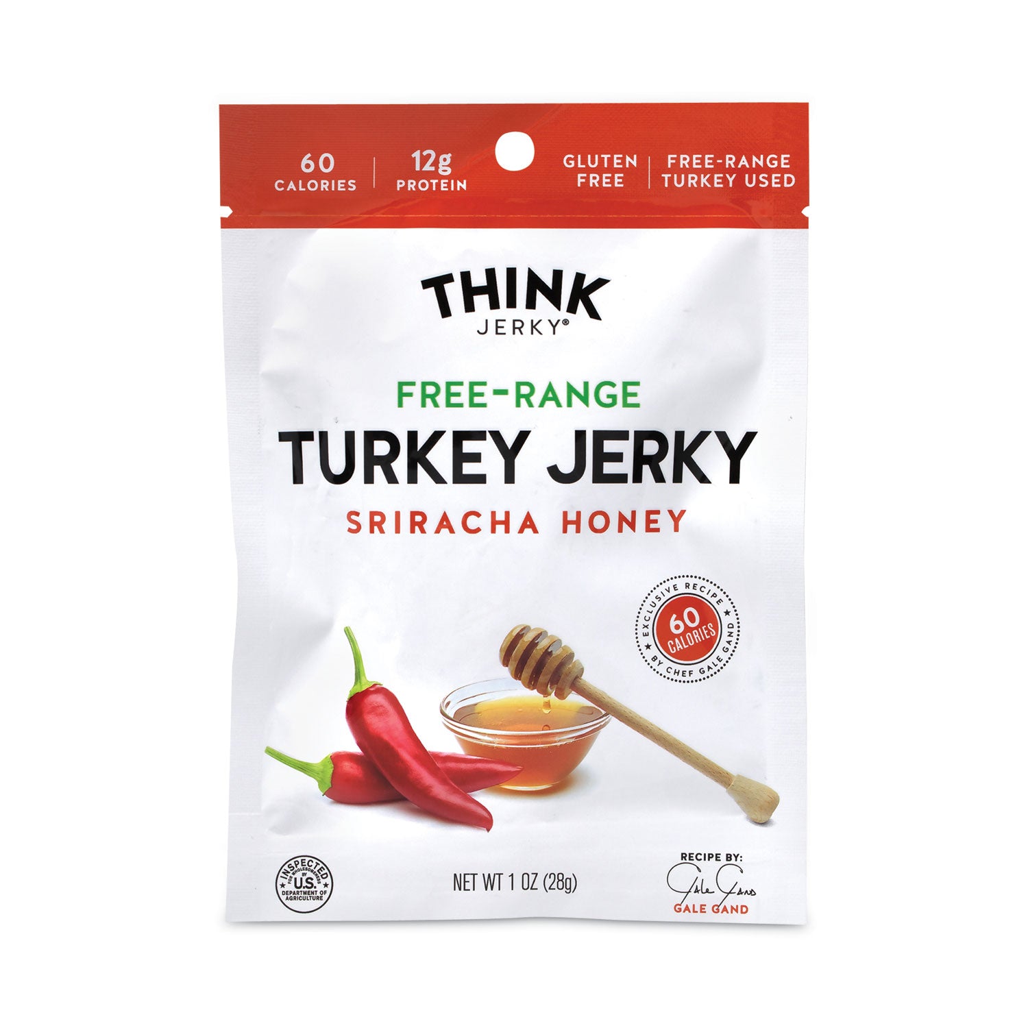 Think Jerky Sriracha Honey Turkey Jerky, 1 oz Pouch, 12/Pack (22000983)