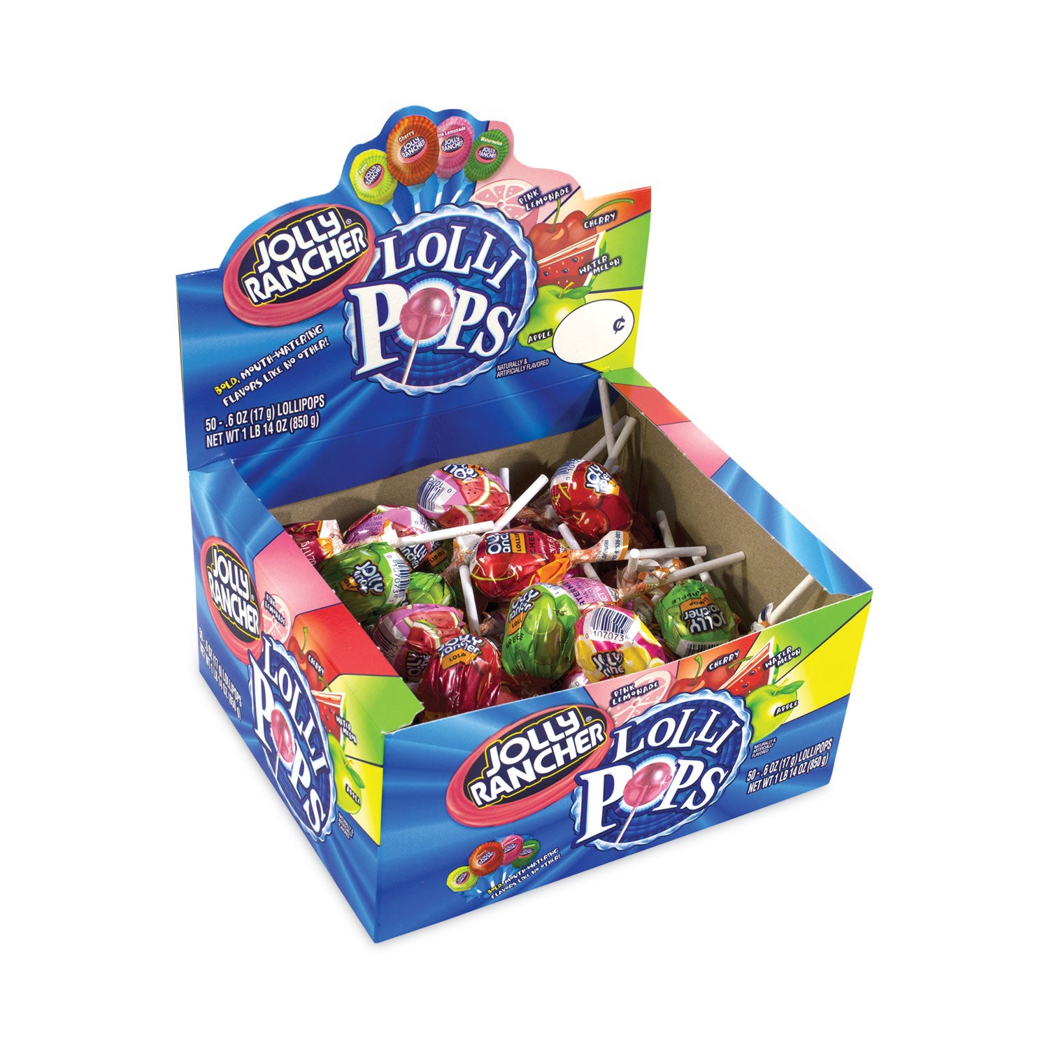 Jolly Rancher Lollipops Assortment, Assorted Flavors, 0.6 oz, 50/Carton (20900051)