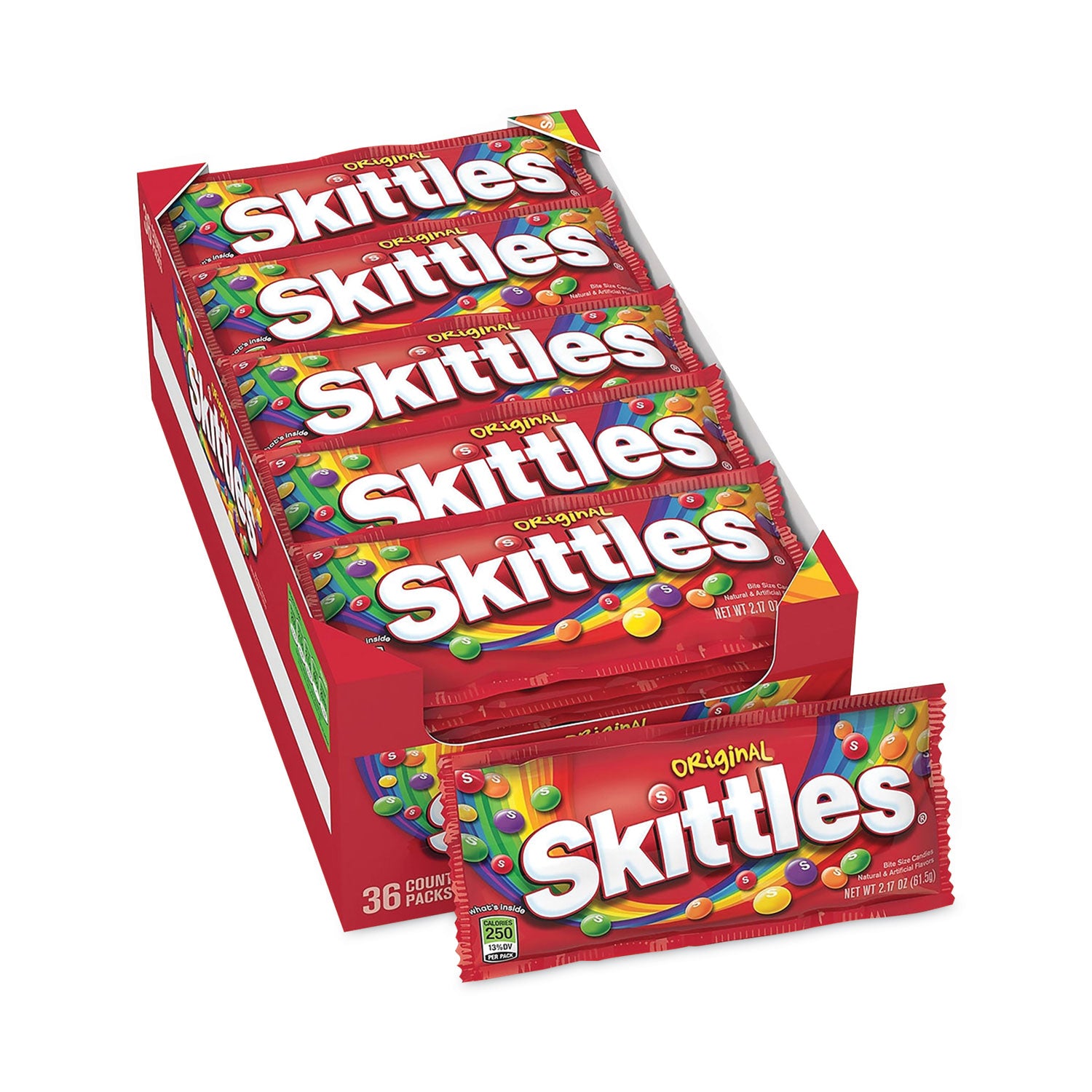 Skittles Chewy Candy, Original, 2.17 oz Bag, 36 Bags/Carton (20900148)