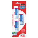 Pentel Hi-Polymer Eraser, For Pencil Marks, Rectangular Block, Medium, White, 3/Pack (ZEH10BP3K6)