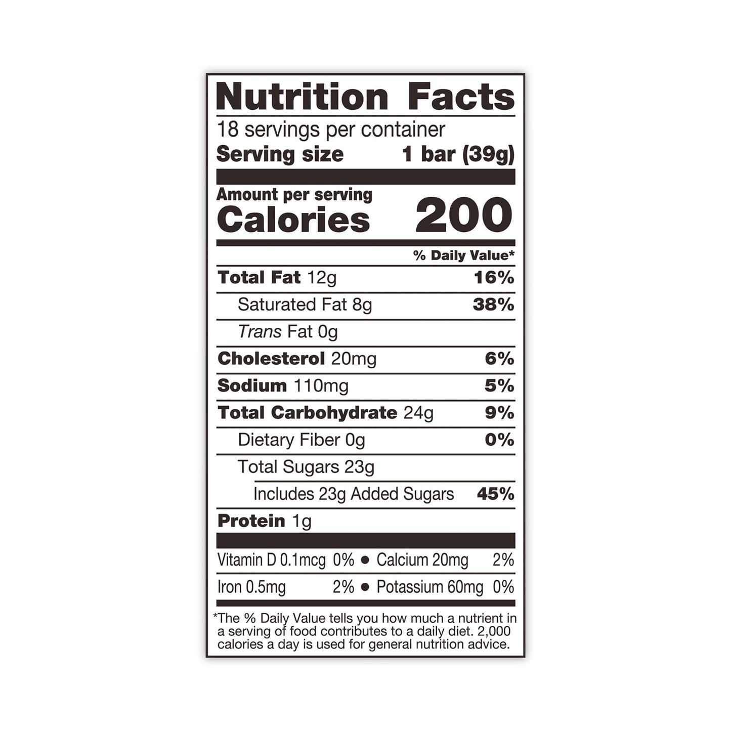 SKOR Candy Bar, 1.4 oz Bar, 18/Carton (20902450)