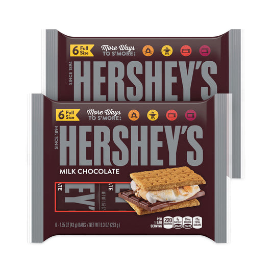 Hershey's Milk Chocolate Bar, 1.55 oz Bar, 6 Bars/Pack, 2 Packs/Box (24601029)