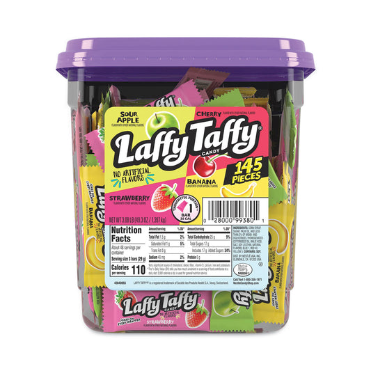 Nestle Laffy Taffy, Assorted Flavors, 3.08 lb Tub, 145 Wrapped Pieces/Tub (20900119)