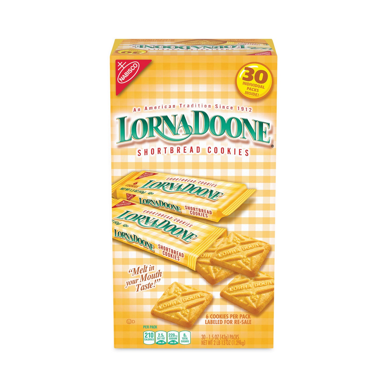 Nabisco Lorna Doone Shortbread Cookies, 1.5 oz Packet, 30 Packets/Carton (22001042)