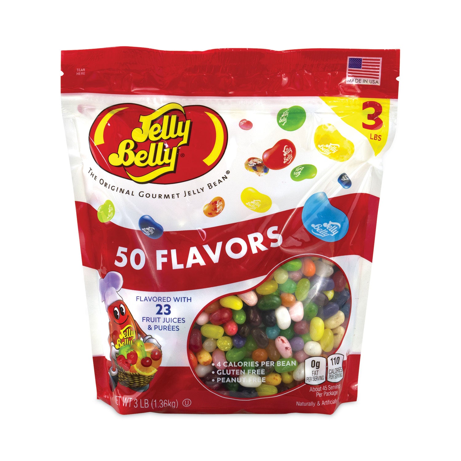 Jelly Belly 50 Flavors Jelly Beans Assortment, 3 lb Standup Bag (22000020)