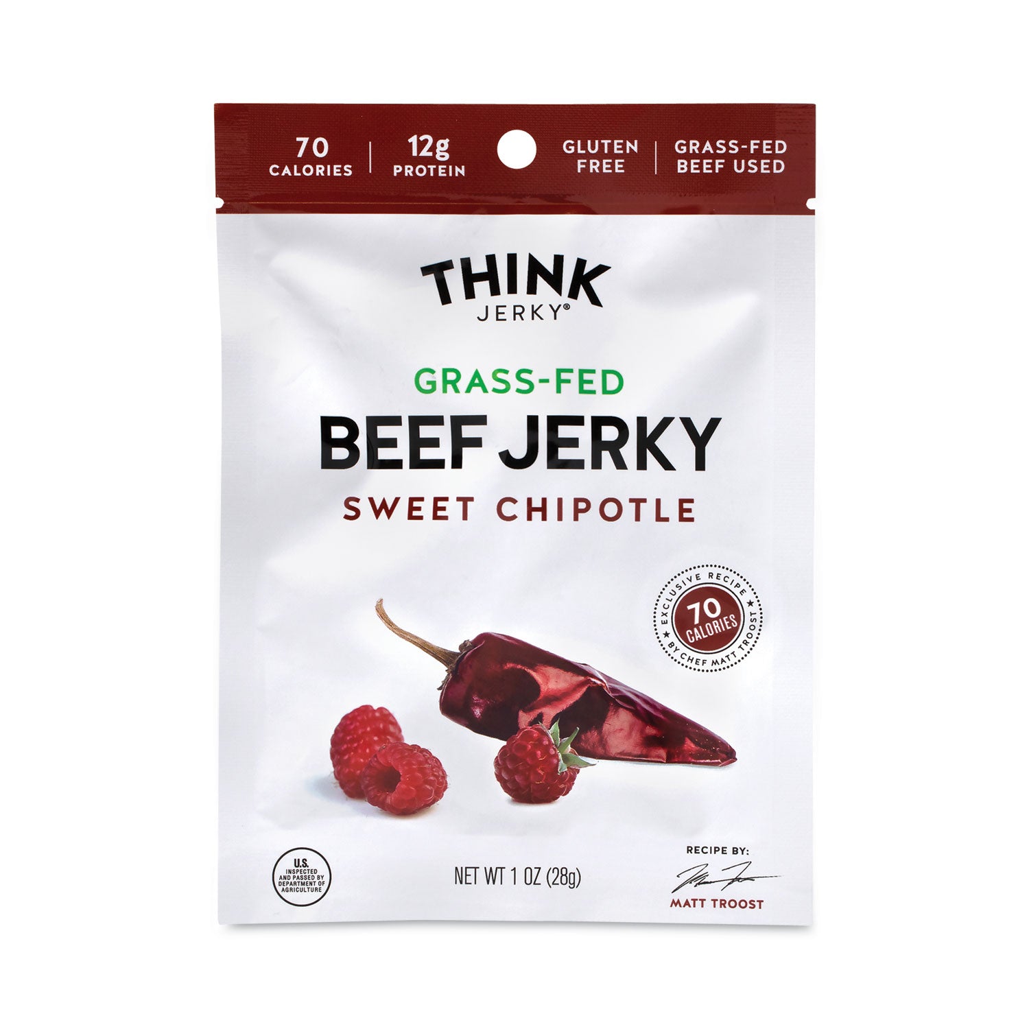 Think Jerky Sweet Chipotle Beef Jerky, 1 oz Pouch, 12/Pack (22000985)