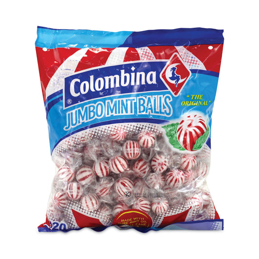 Colombina Jumbo Peppermint Balls Bag, 0.04 oz, 120 Balls/Bag, 1 Bag/Carton (20900021)