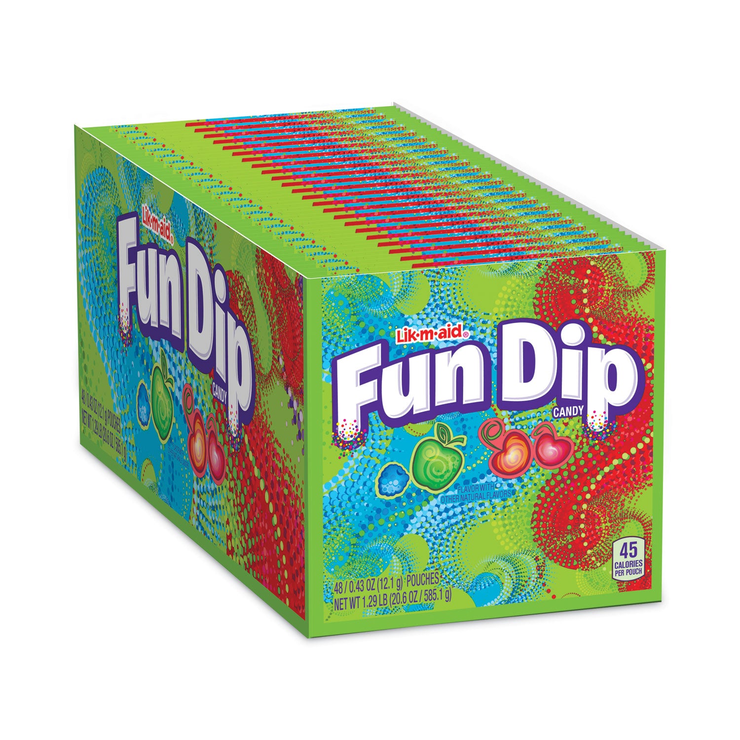 Lik-m-aid Fun Dip Candy, Assorted Flavors, 0.43 oz Pouches, 48/Box (20900166)