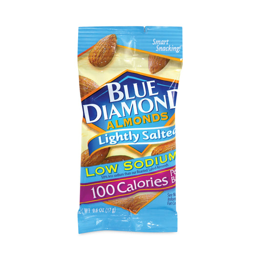 BlueDiamond Low Sodium Lightly Salted Almonds, 1.5 oz Bag, 42 Bags/Carton (22000795)