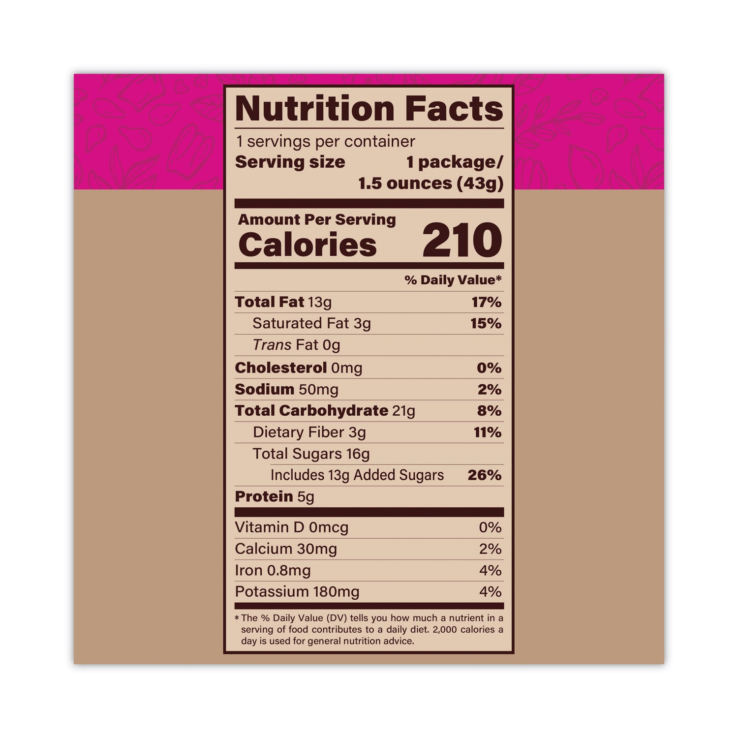 Second Nature Wholesome Medley Trail Mix, 1.5 oz Bag, 16 Bags/Carton (28800013)