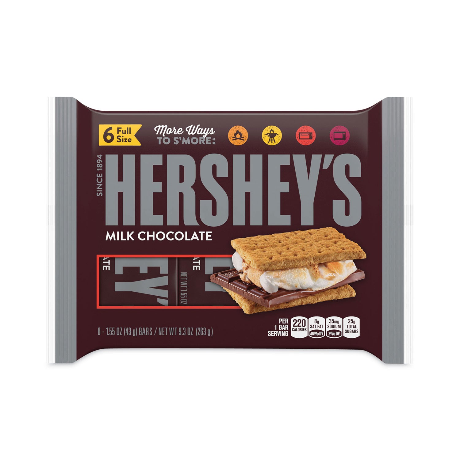 Hershey's Milk Chocolate Bar, 1.55 oz Bar, 6 Bars/Pack, 2 Packs/Box (24601029)