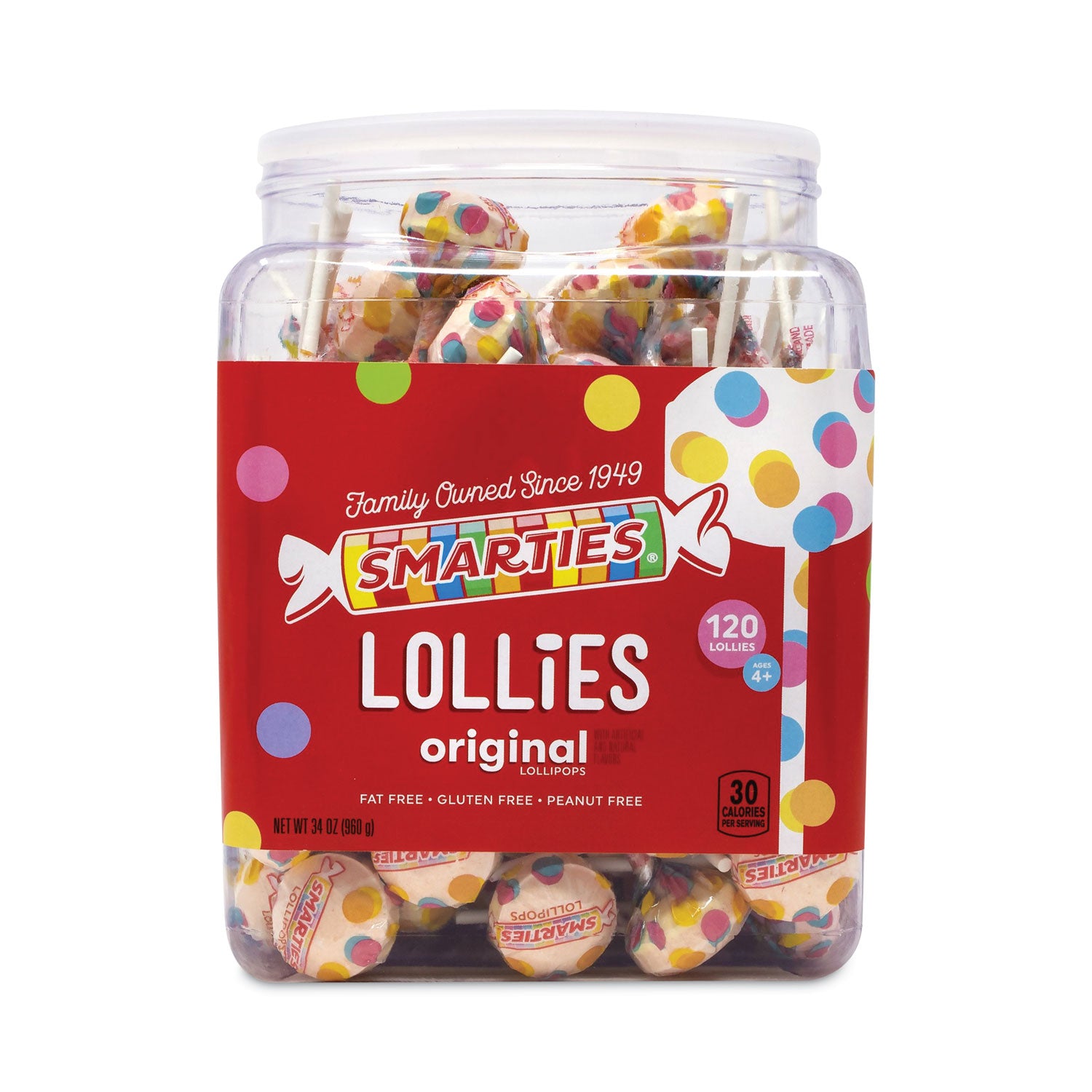 Nestle Smarties Lollies Lollipops, 34 oz Jar, 120 Pieces (20900013)