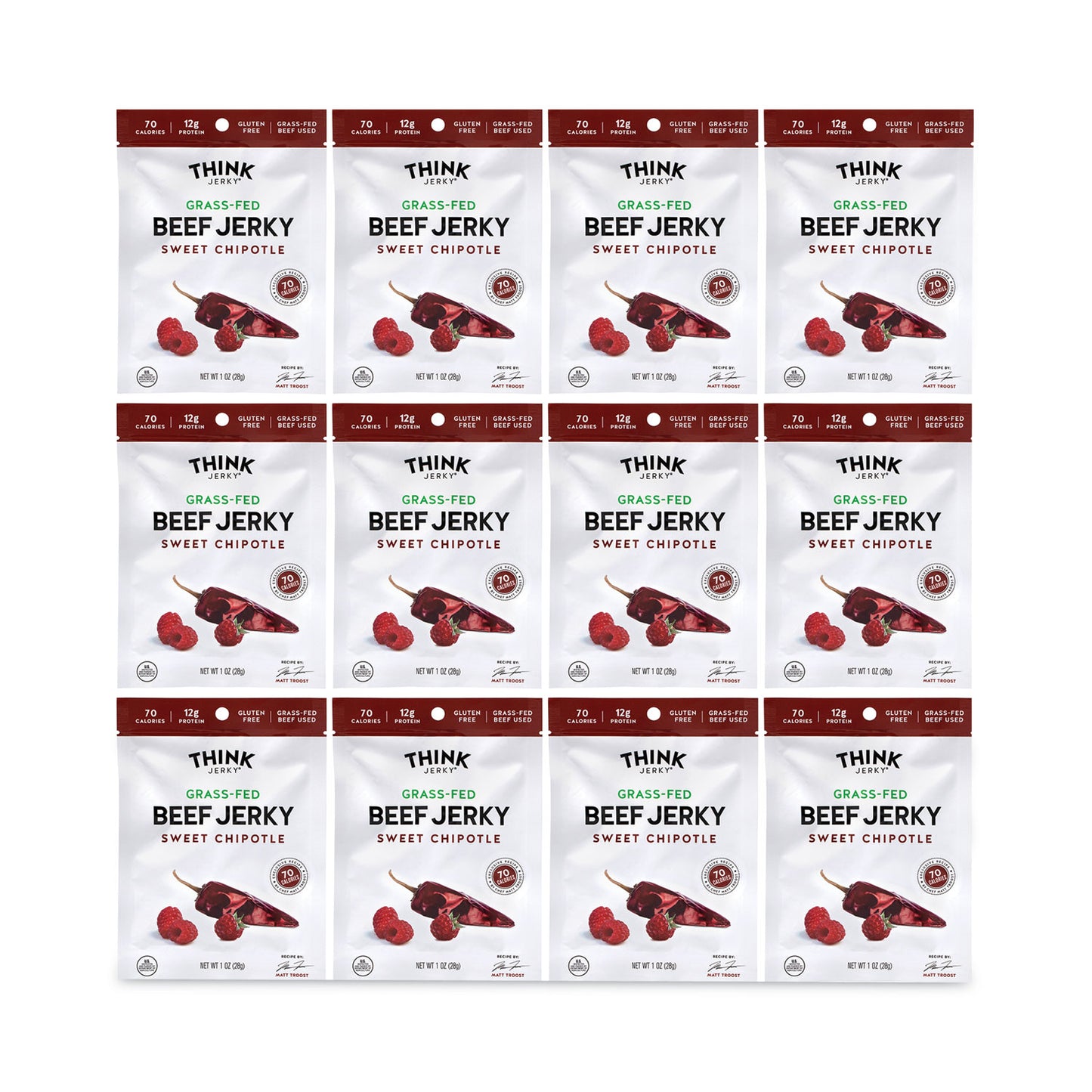 Think Jerky Sweet Chipotle Beef Jerky, 1 oz Pouch, 12/Pack (22000985)