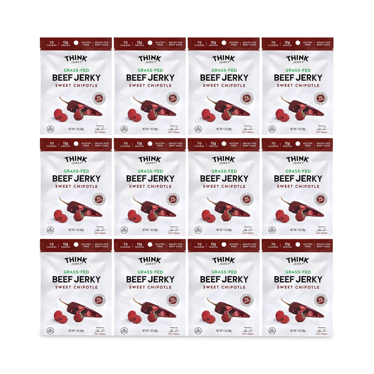 Think Jerky Sweet Chipotle Beef Jerky, 1 oz Pouch, 12/Pack (22000985)