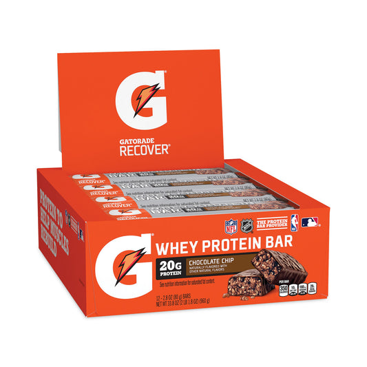 Gatorade Recover Chocolate Chip Whey Protein Bar, 2.8 oz Bar, 12 Bars/Carton (29500032)