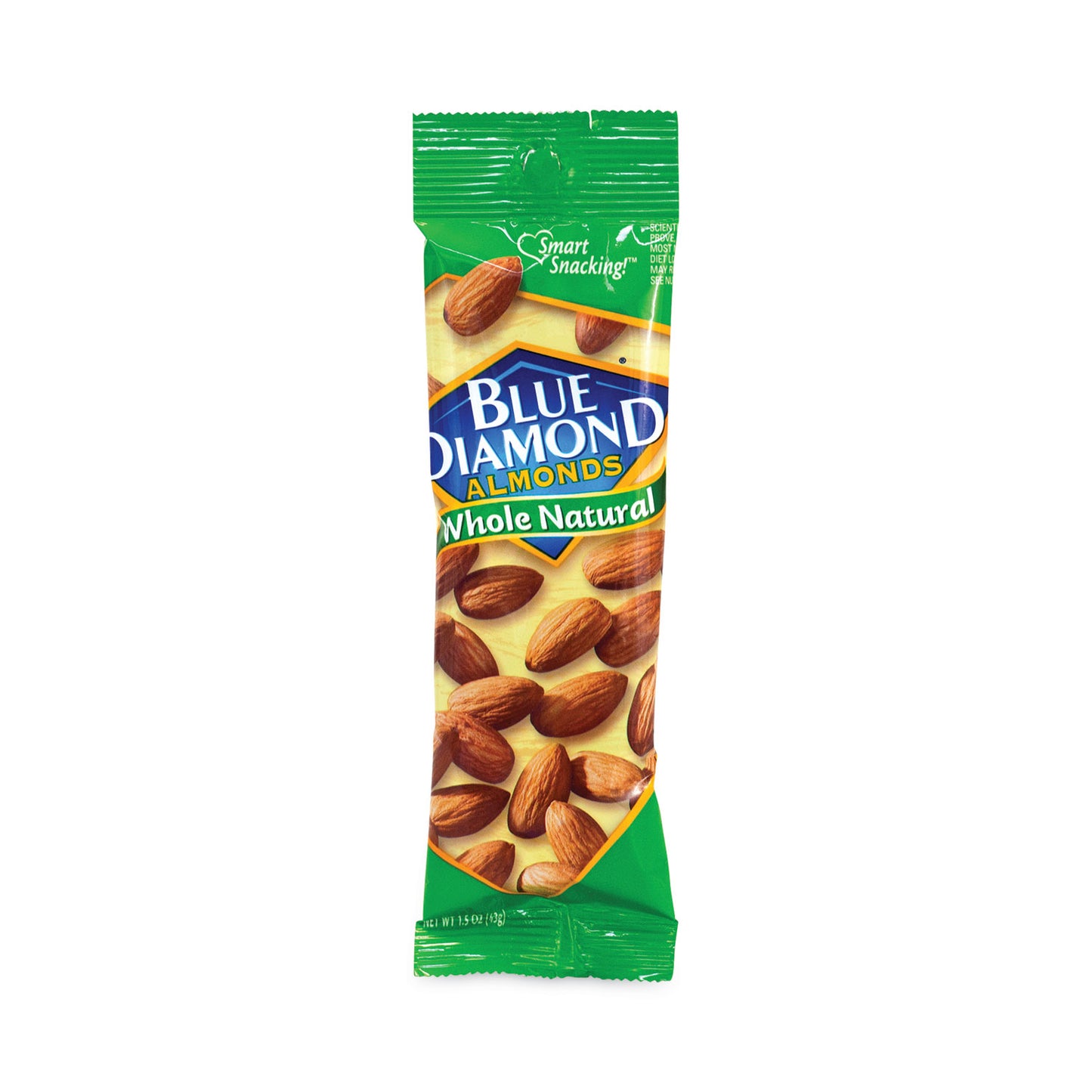 BlueDiamond Whole Natural Almonds, 1.5 oz Bag, 12 Bags/Carton (20902634)