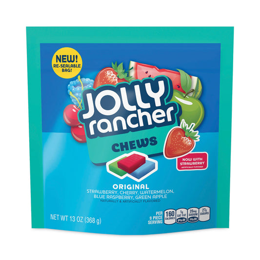 Jolly Rancher Chews Candy, Assorted Flavors, 13 oz Pouches, 4/Carton (24600300)