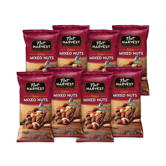 Nut Harvest Deluxe Mixed Nuts, 2.25 oz Pouch, 8/Carton (29500005)