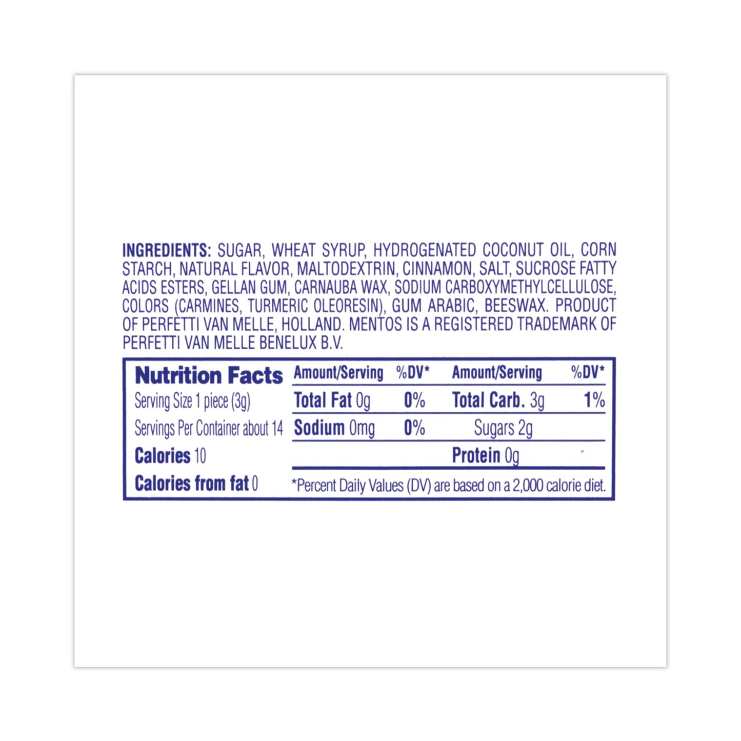 Mentos Cinnamon Singles Chewy Mints, 1.32 oz, 15 Rolls/Carton (20900454)