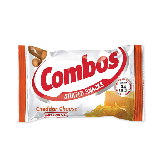 Combos Baked Snacks, 1.8 oz Bag, Cheddar Cheese Pretzel, 18 Bags/Carton (20900409)