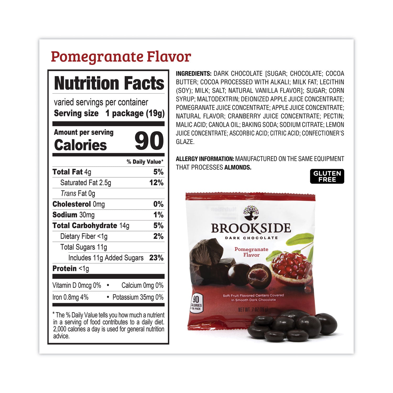 BROOKSIDE Dark Chocolate Fruit, Acai Blueberry and Pomegranate, 30 Pouches/Carton (22001031)