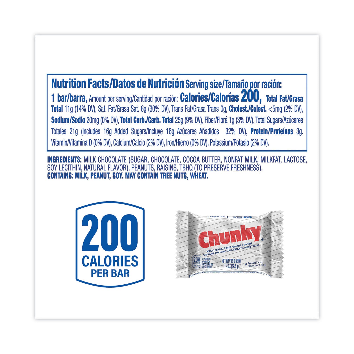 Nestle Chunky Bar, Individually Wrapped, 1.4 oz, 24/Carton (20900162)