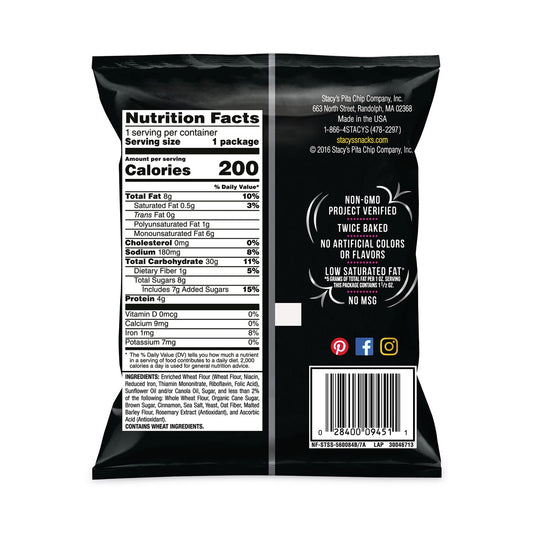 s Pita Chips, 1.5 oz Bag, Cinnamon Sugar, 24/Carton (20900651)